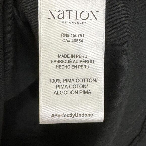 Nation Los Angeles Lian Shirt Small Black Pima Cotton Long Sleeve Notch V Neck - Picture 7 of 9